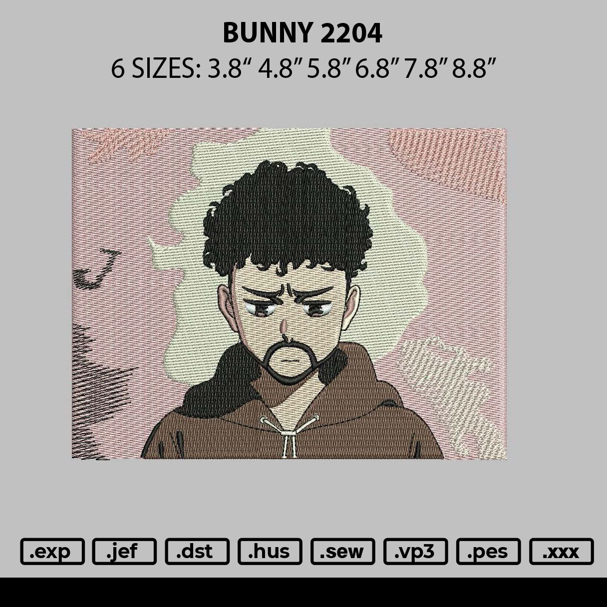 Bunny Rectangle 2204 Embroidery File 6 sizes