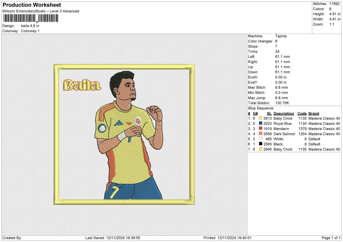 Baila Embroidery File 6 size