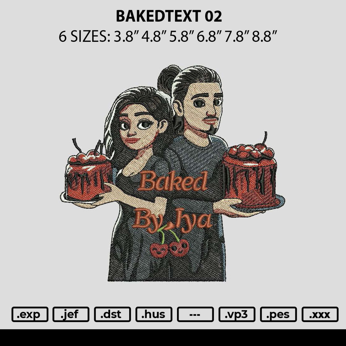 Bakedtext 02 Embroidery File 6 sizes
