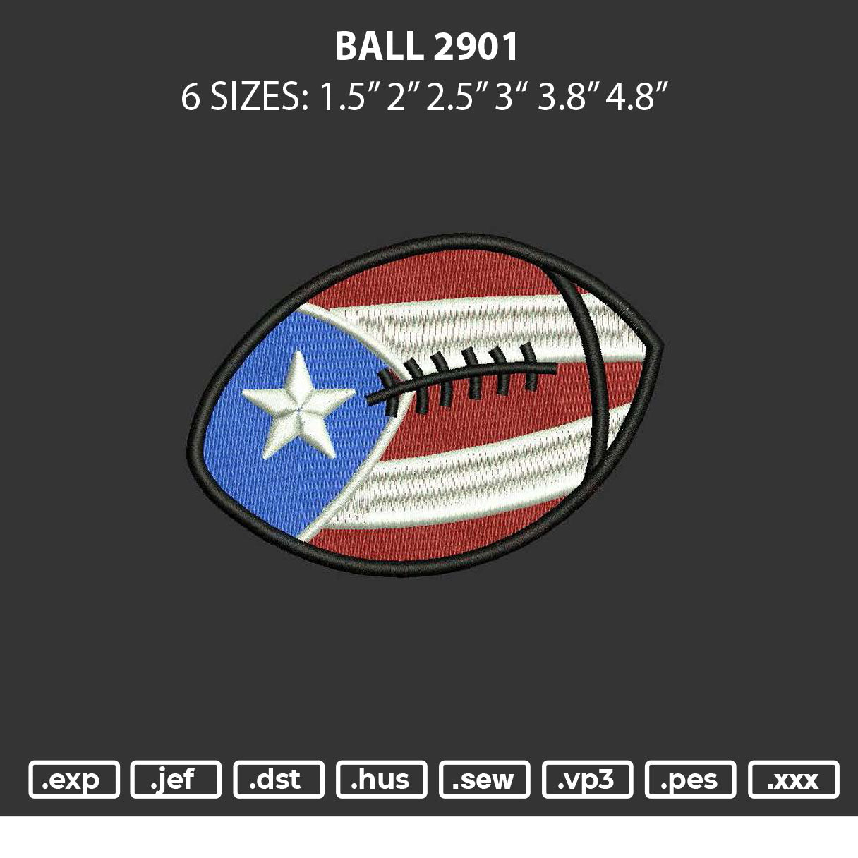 Ball 2901 Embroidery File 6 sizes