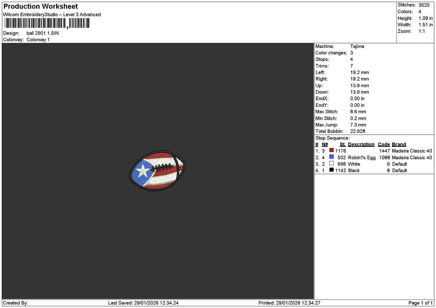 Ball 2901 Embroidery File 6 sizes