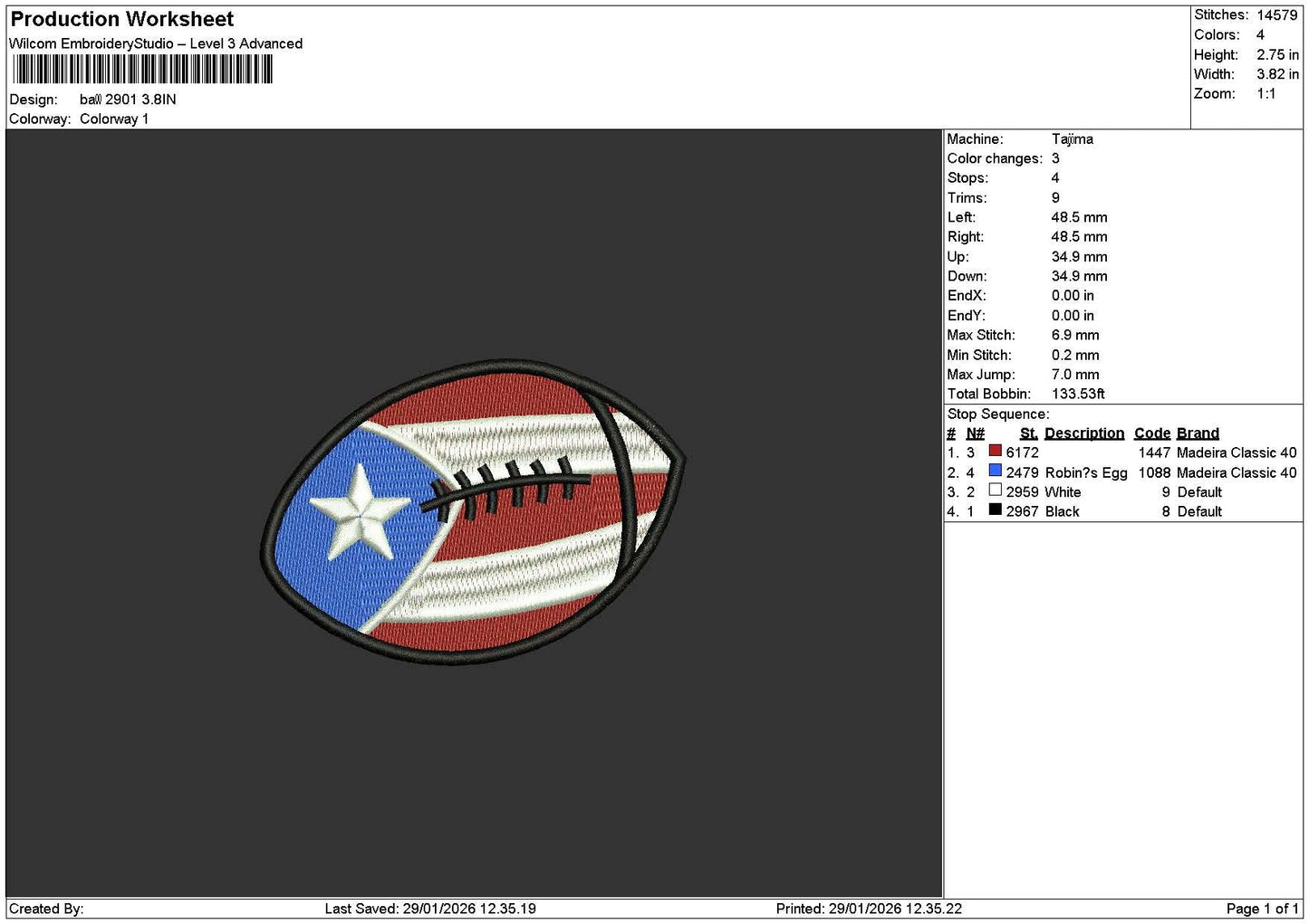 Ball 2901 Embroidery File 6 sizes