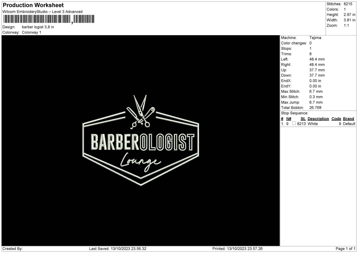 Barber Logist Embroidery File 6 sizes