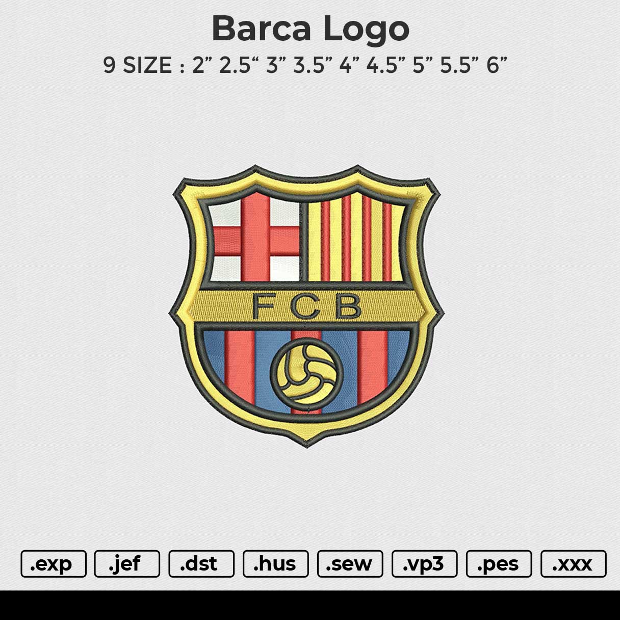Barca Logo Embroidery File 9 size