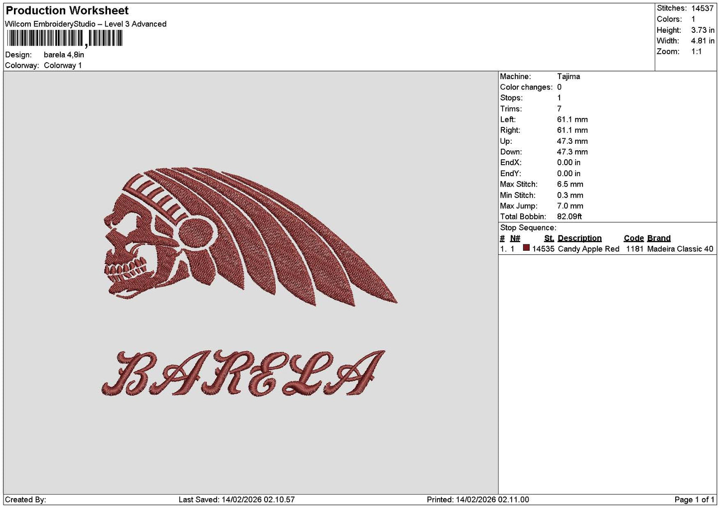 Barelatext Embroidery File 6 sizes