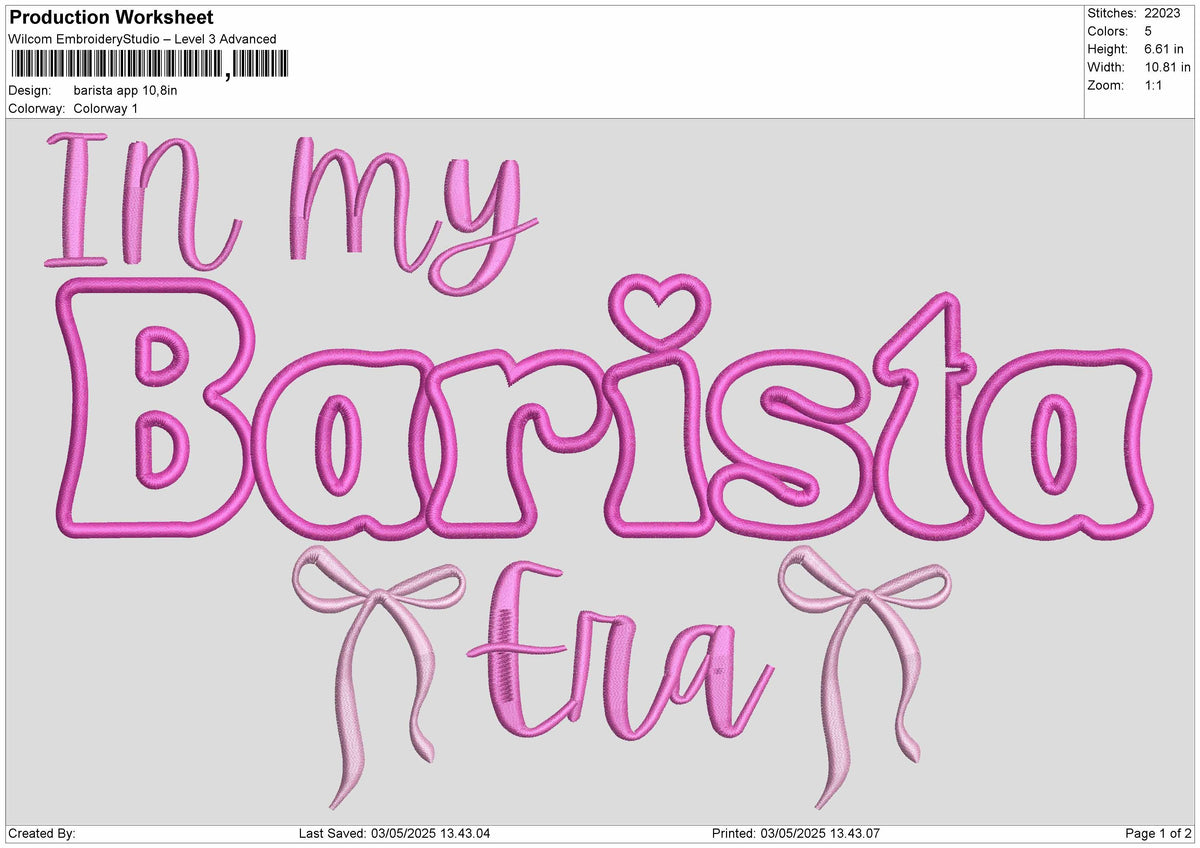 in my Barista Era Applique Embroidery File