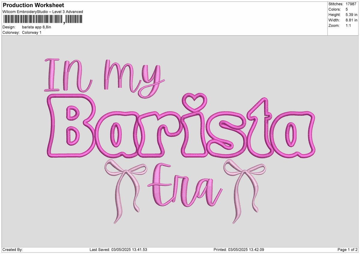 in my Barista Era Applique Embroidery File