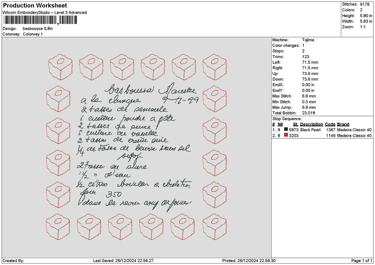 Basbousse Embroidery File 6 sizes