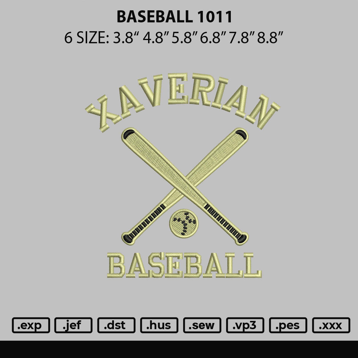 Baseball 1011 Embroidery File 6 sizes