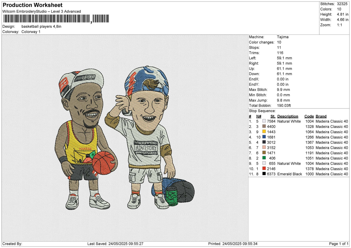 Basketball Players Embroidery File&nbsp;6 size