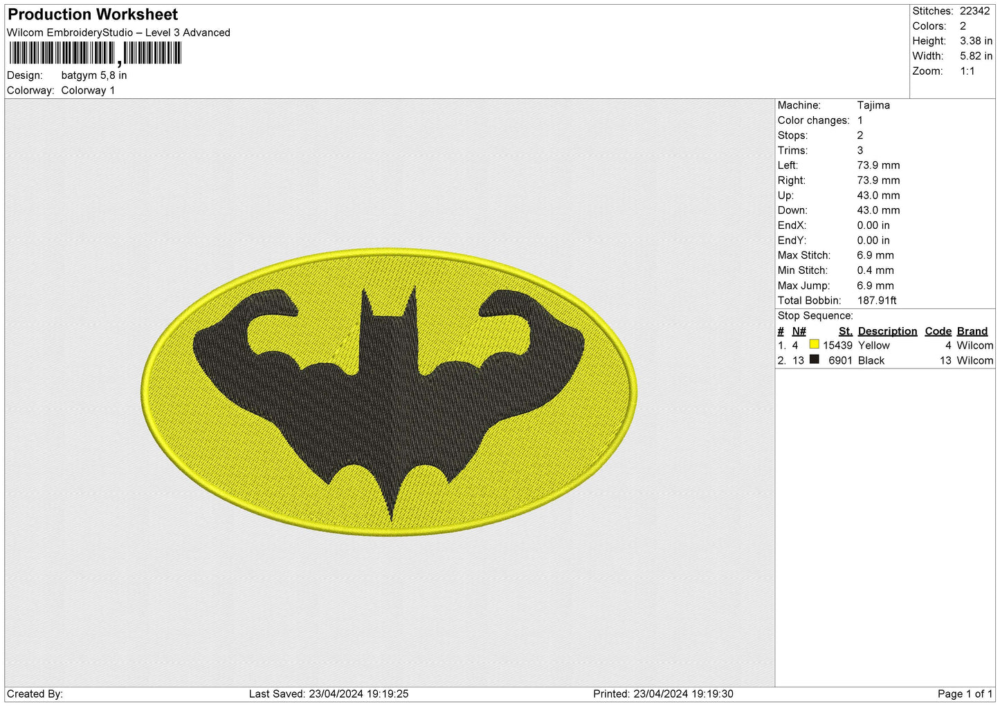 Batgym Embroidery