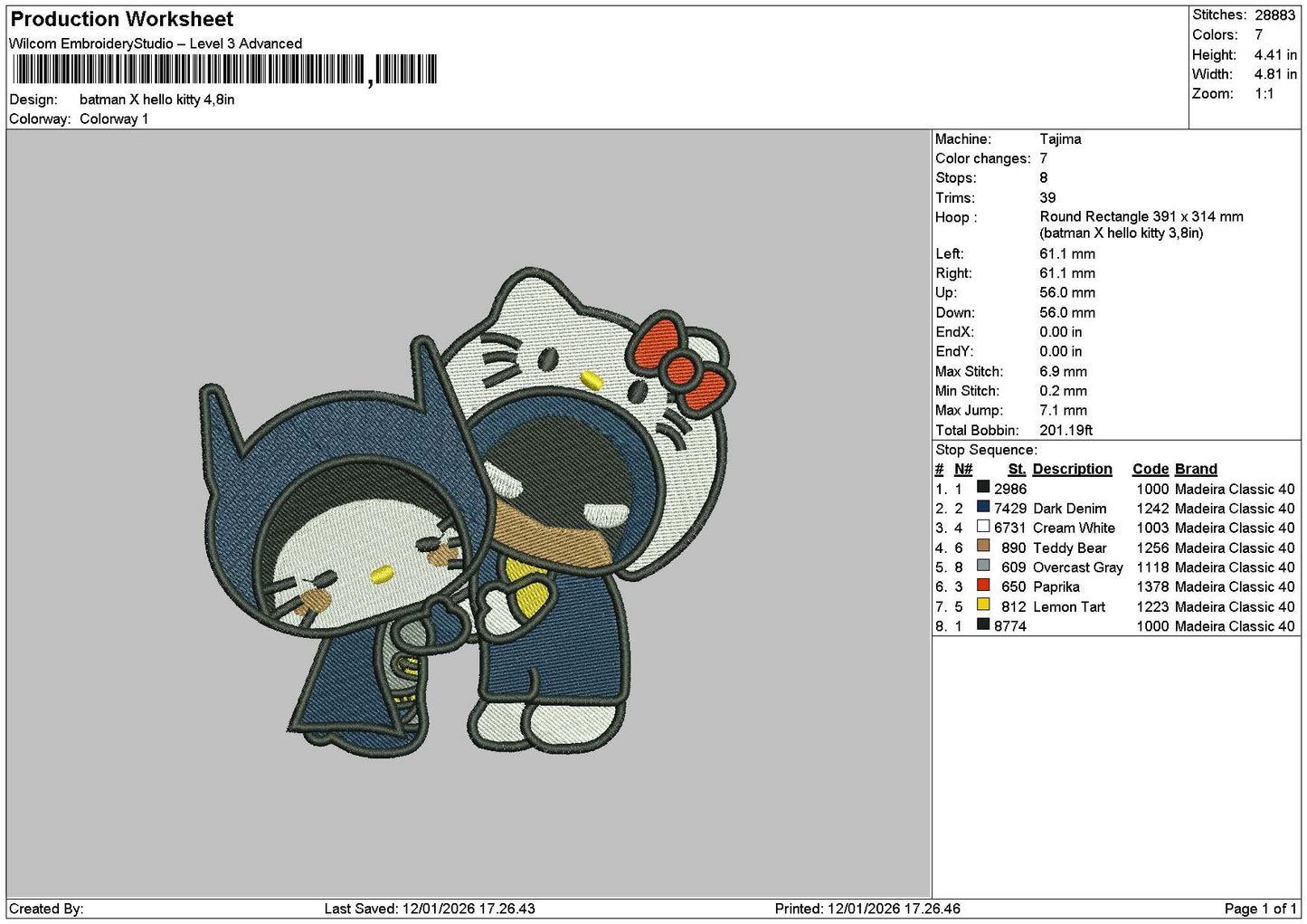 Hk Bat 01 Embroidery File 6 sizes