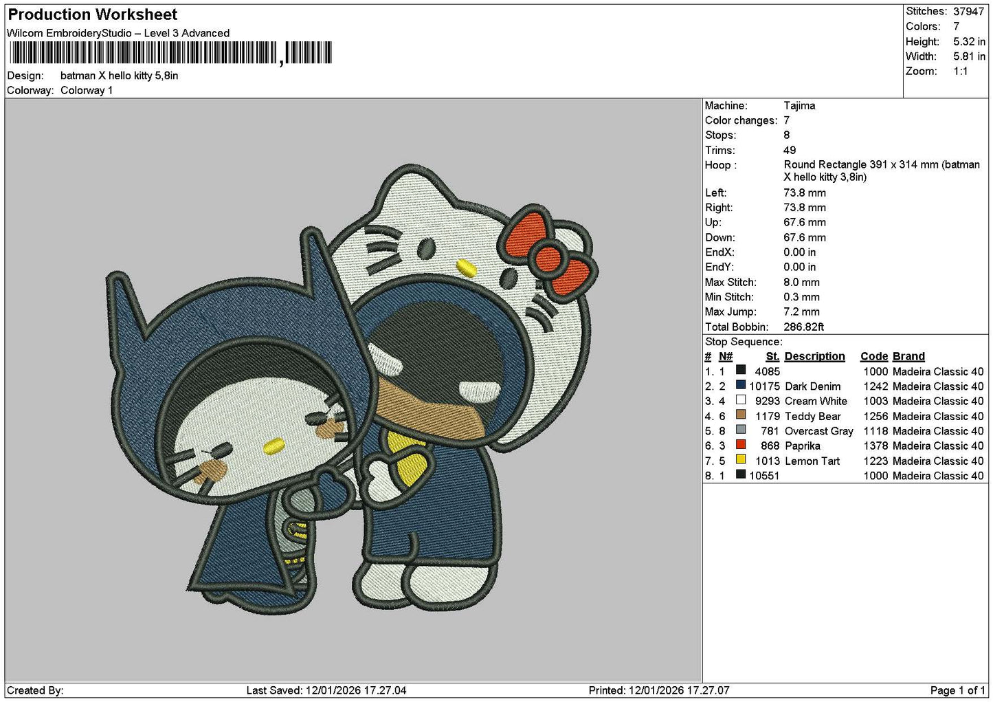 Hk Bat 01 Embroidery File 6 sizes