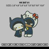 Hk Bat 01 Embroidery File 6 sizes