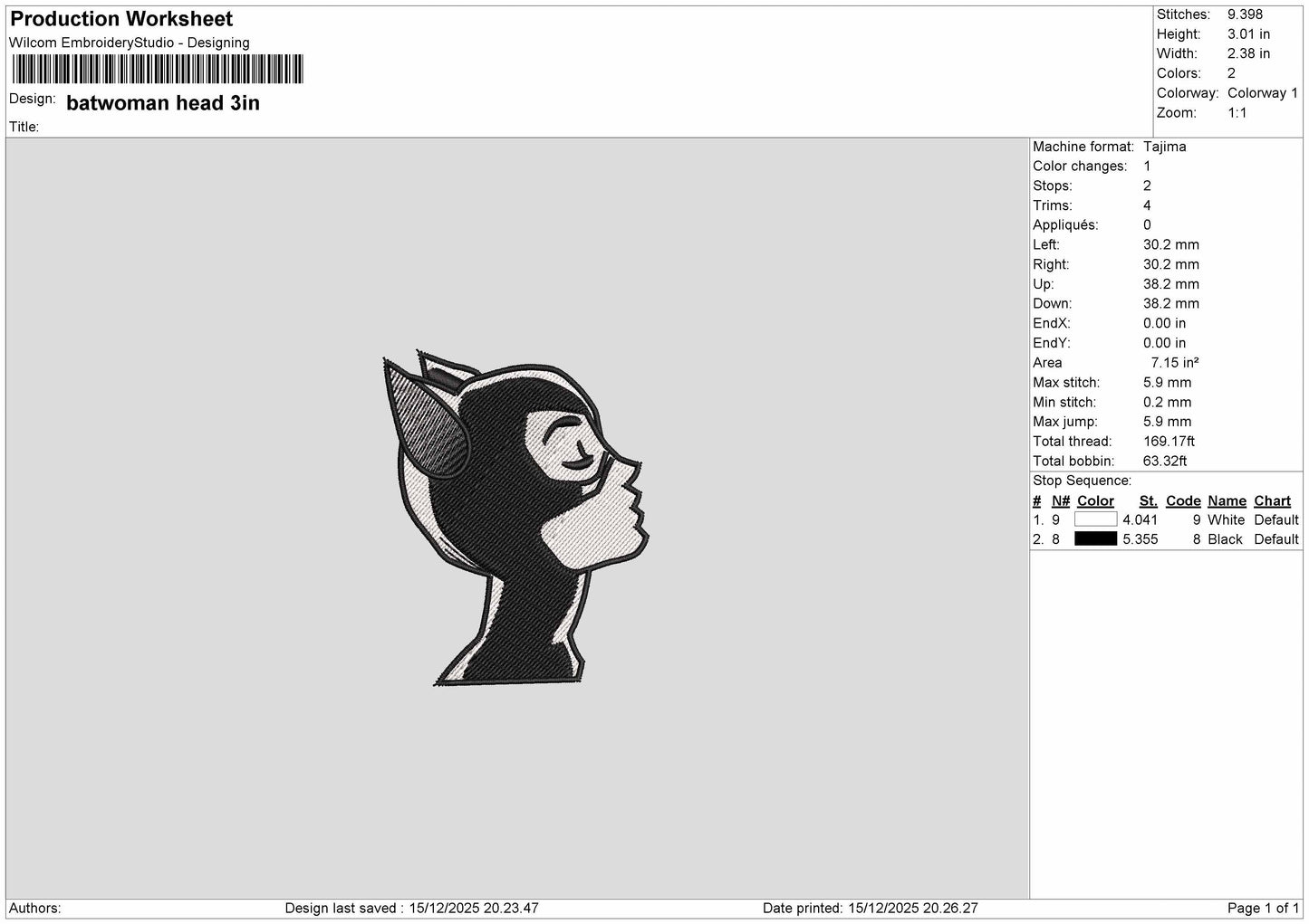 BATWOMAN Embroidery File 6 sizes