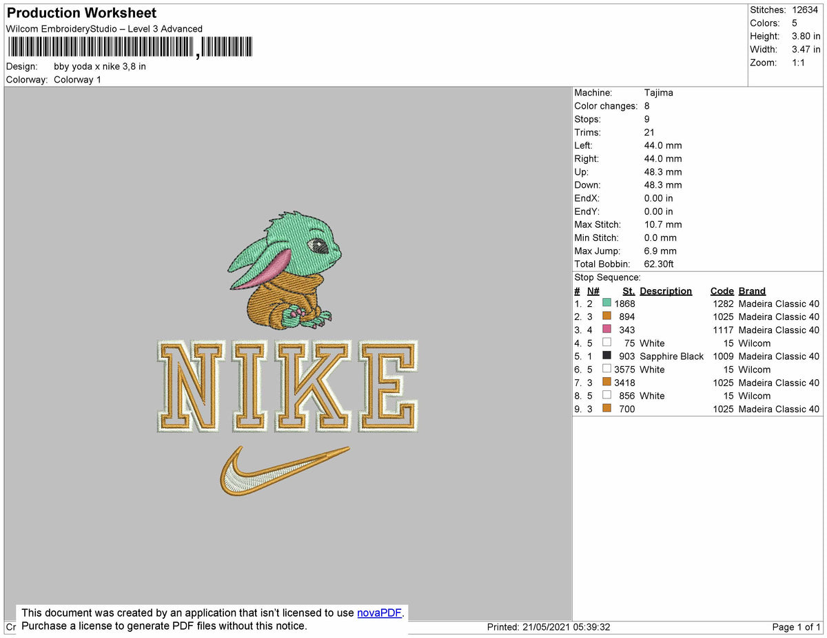 Baby Yoda X Nike Embroidery