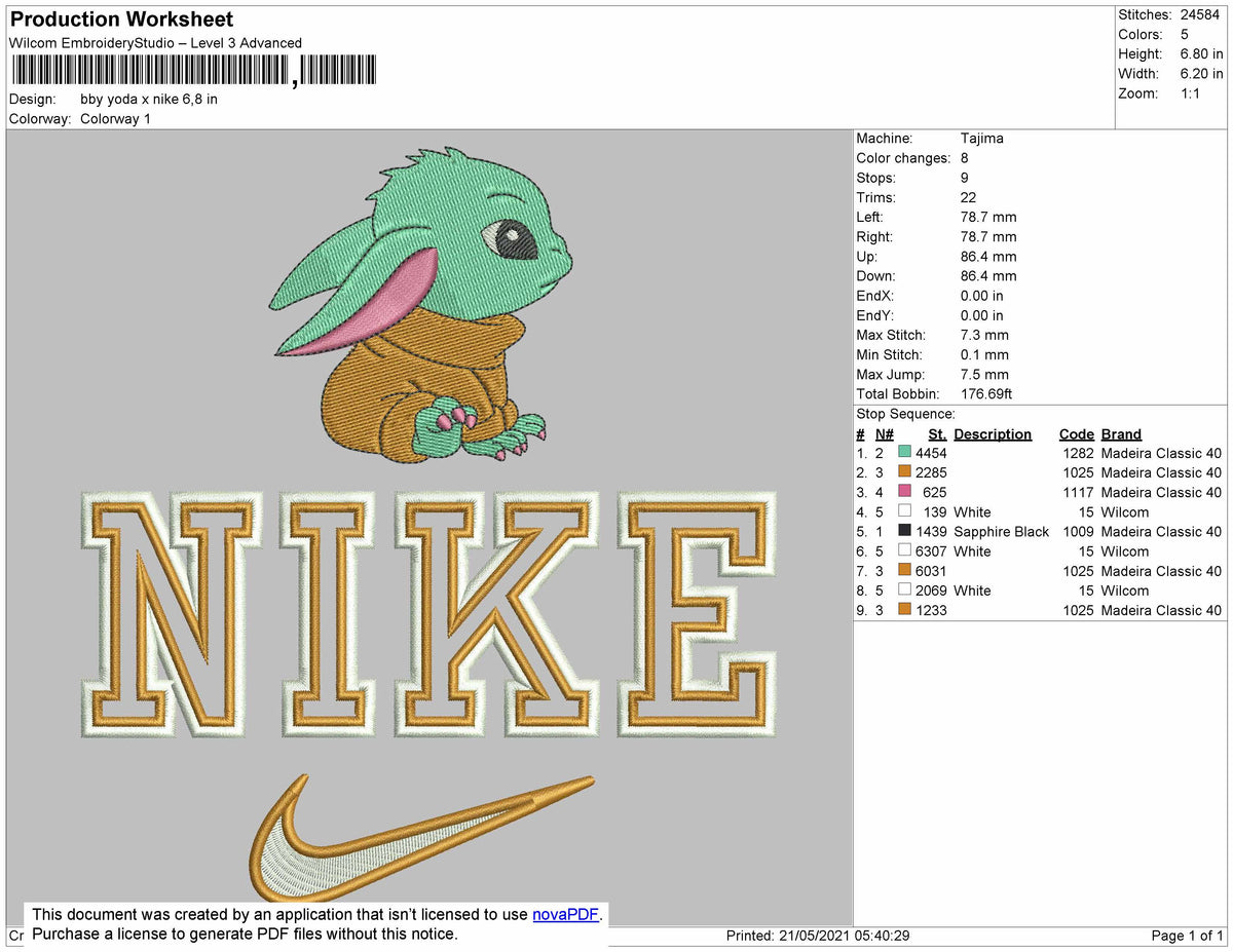 Baby Yoda X Nike Embroidery