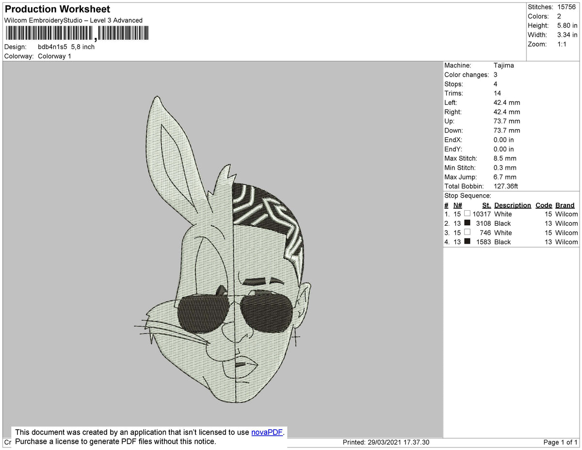 Bad Bunny White Embroidery