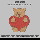 Bear Heart Embroidery File 6 sizes