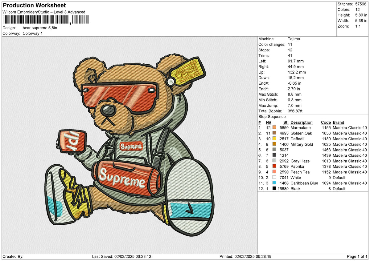 Bear Supreme Embroidery File 6 size