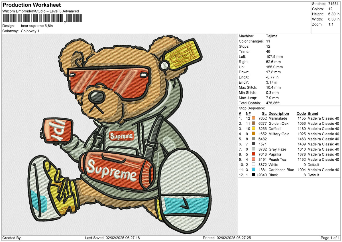 Bear Supreme Embroidery File 6 size
