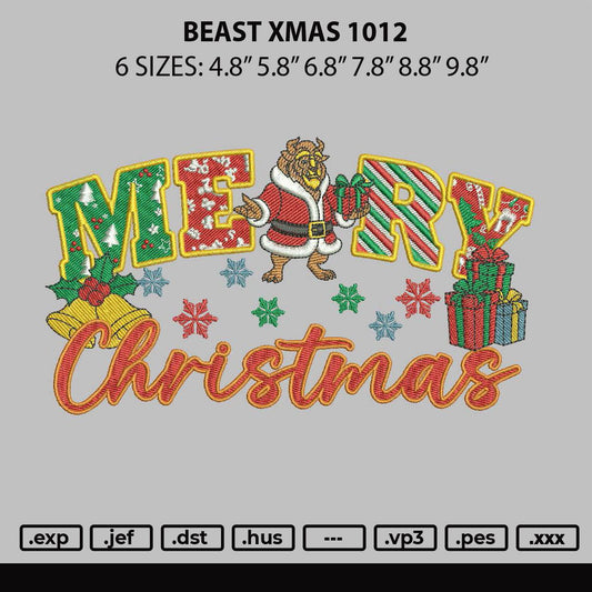Beast Xmas 1012 Embroidery File 6 sizes