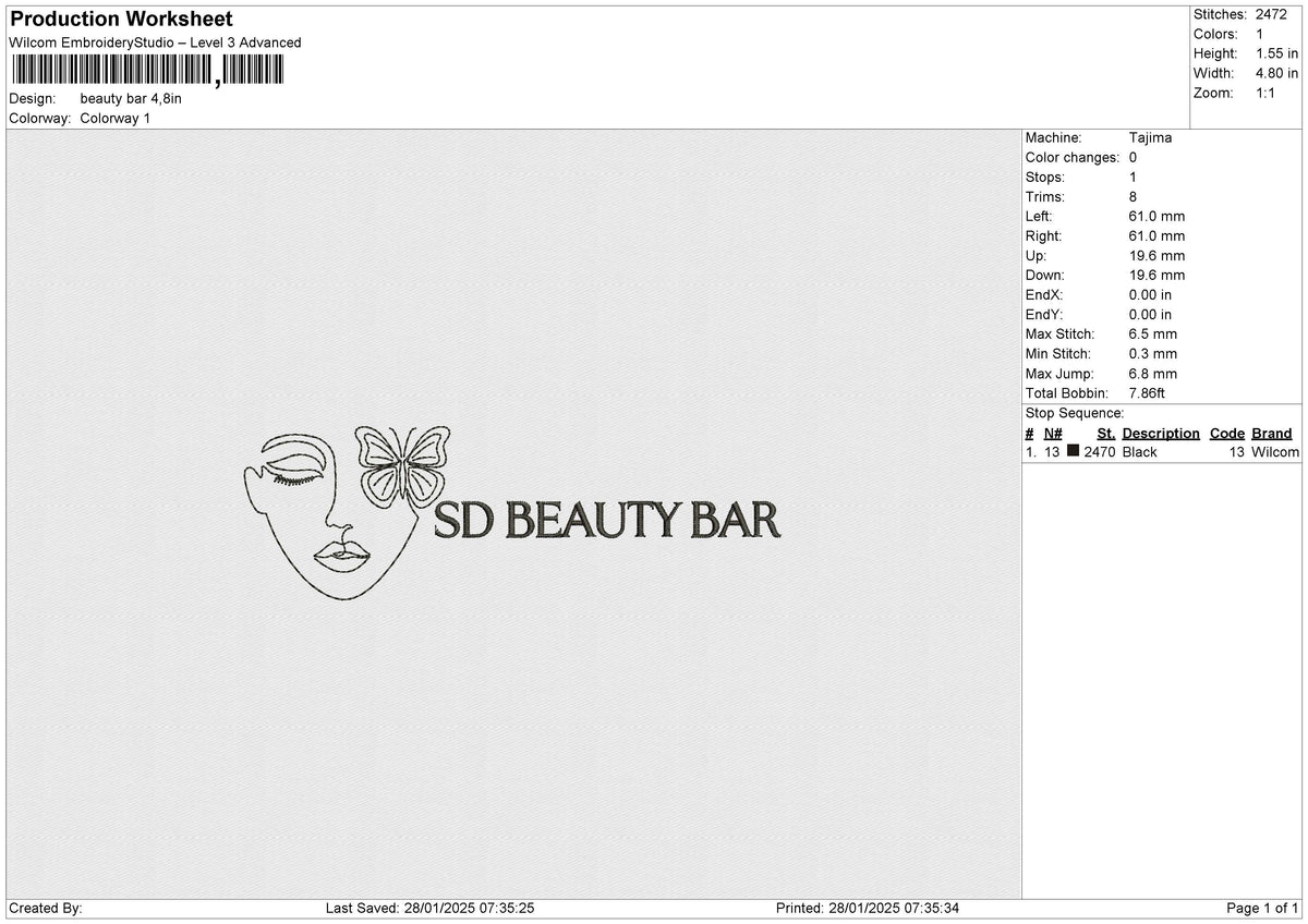 Beauty Bar Embroidery File 6 size