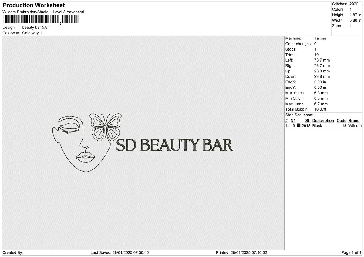 Beauty Bar Embroidery File 6 size