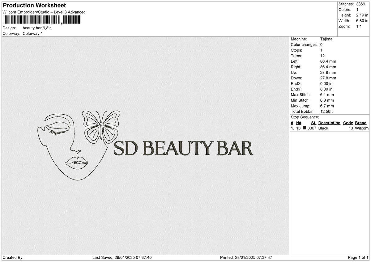 Beauty Bar Embroidery File 6 size