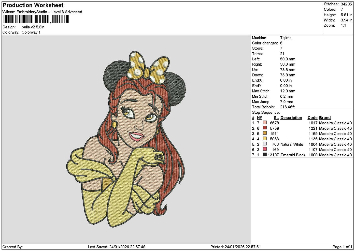 Belle2401 V2 Embroidery File 6 sizes