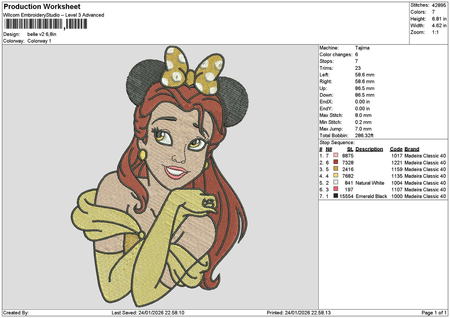 Belle2401 V2 Embroidery File 6 sizes