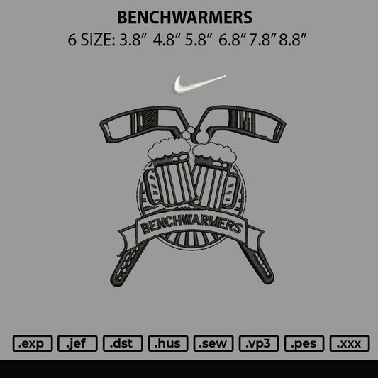 Benchwarmers Embroidery File 6 sizes