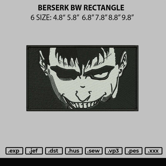 Berserk Bw Rectangle Embroidery File 6 sizes