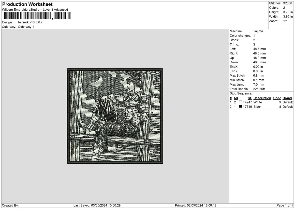 Berserksquare V13 Embroidery File 6 sizes