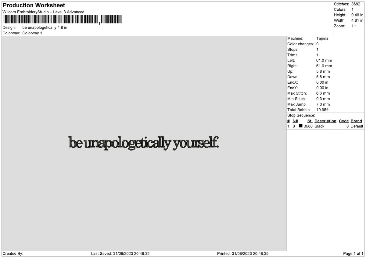 Be Unapologetically Embroidery File 6 sizes