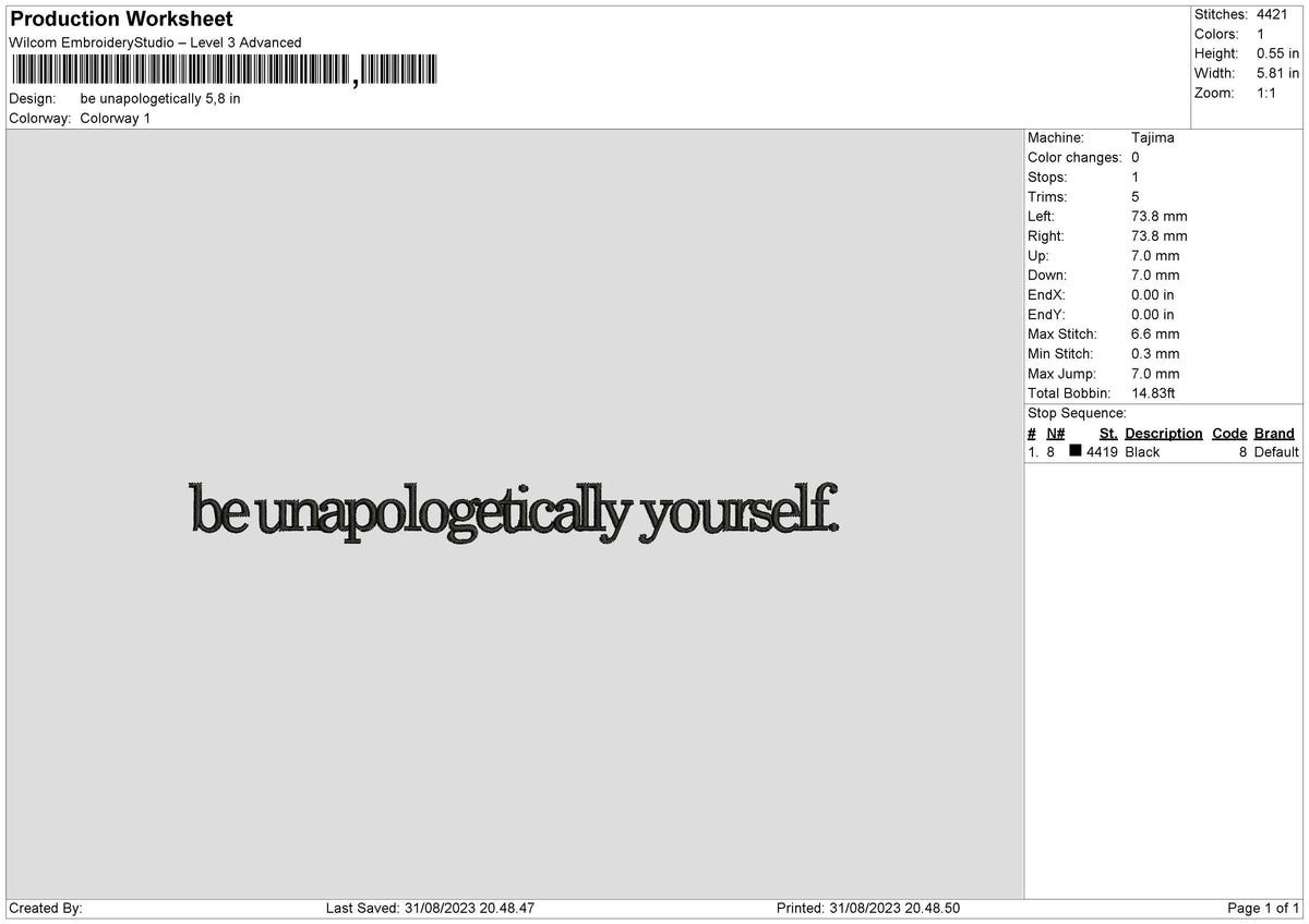 Be Unapologetically Embroidery File 6 sizes