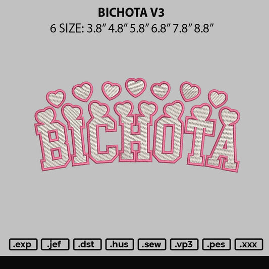 Bichota V3 Embroidery File 6 sizes