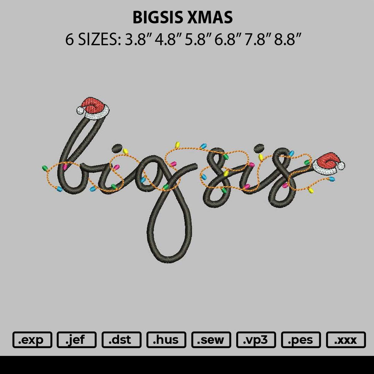 Bigsis Xmas Embroidery File 6 sizes