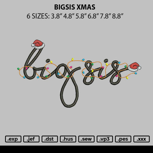 Bigsis Xmas Embroidery File 6 sizes