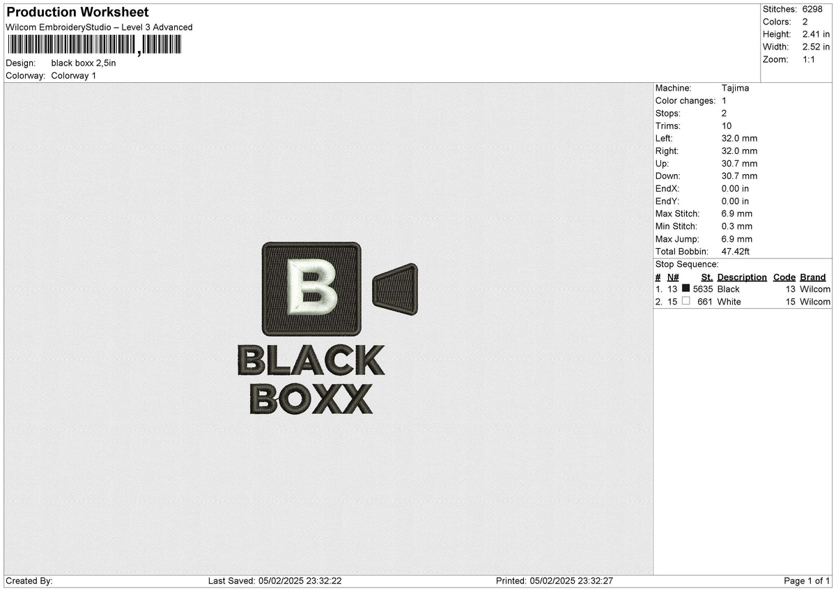 Black Boxx Embroidery File 6 size