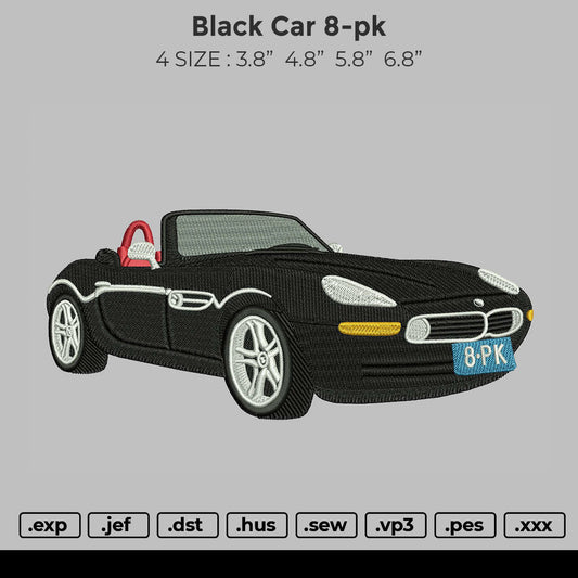 Black Car 8PK Embroidery
