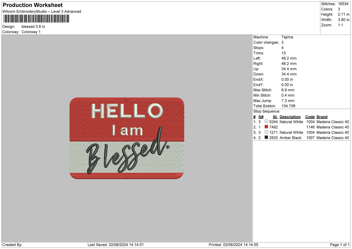 Blessedtext Embroidery File 6 sizes
