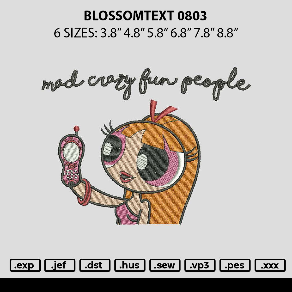Blossomtext 0803 Embroidery File 6 sizes