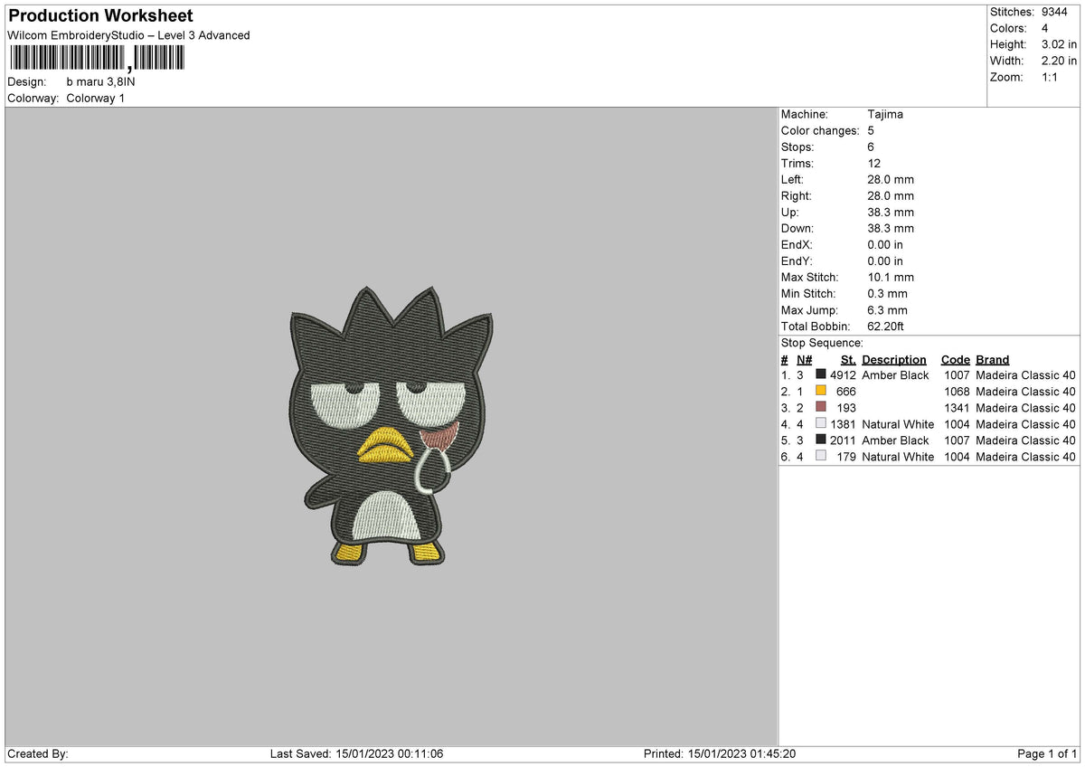 B Maru Embroidery File 6 sizes