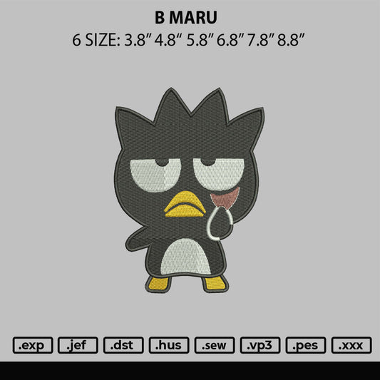 B Maru Embroidery File 6 sizes