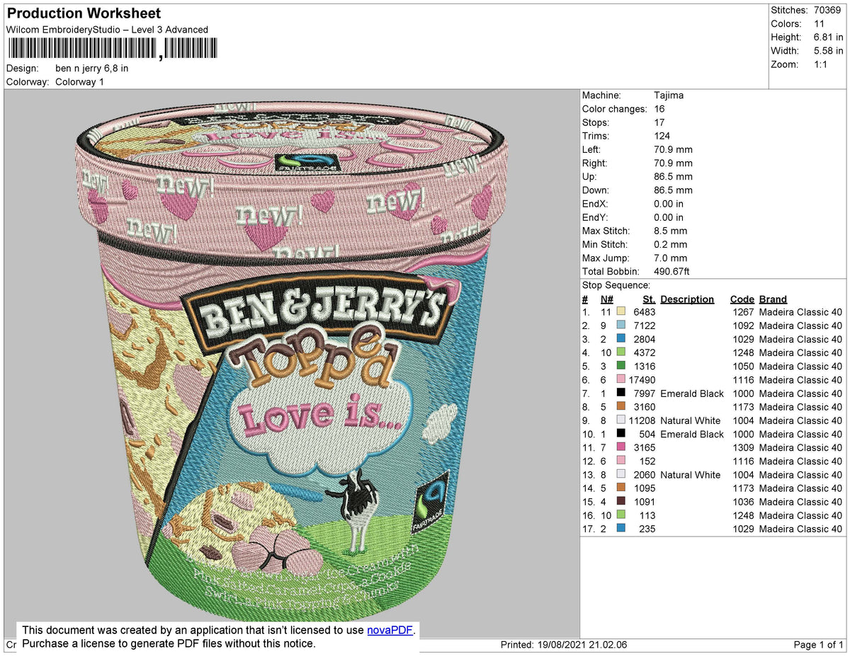 Ben And Jerry Embroidery