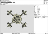 Rose Tattoo Embroidery File 6 sizes