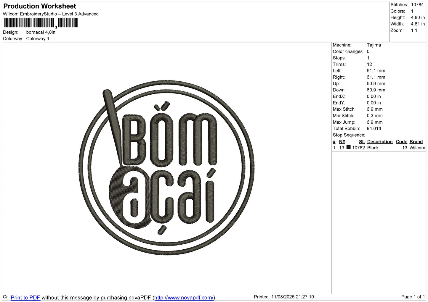 Bomacai Embroidery File 6 sizes