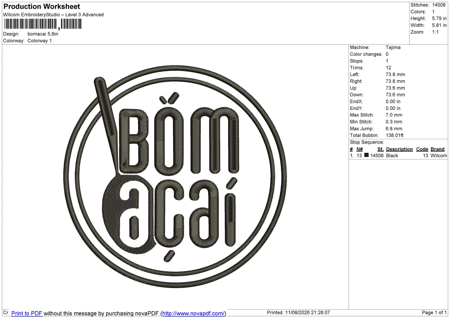 Bomacai Embroidery File 6 sizes