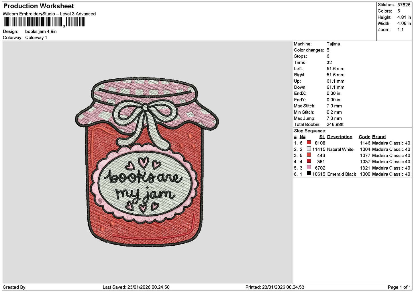 Jamtext Embroidery File 6 sizes